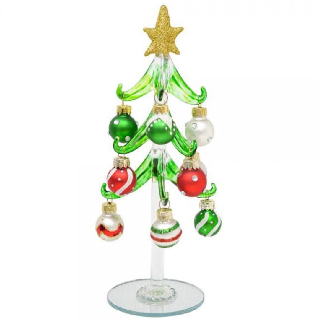Glass Tree Red, White, Green Ornaments
